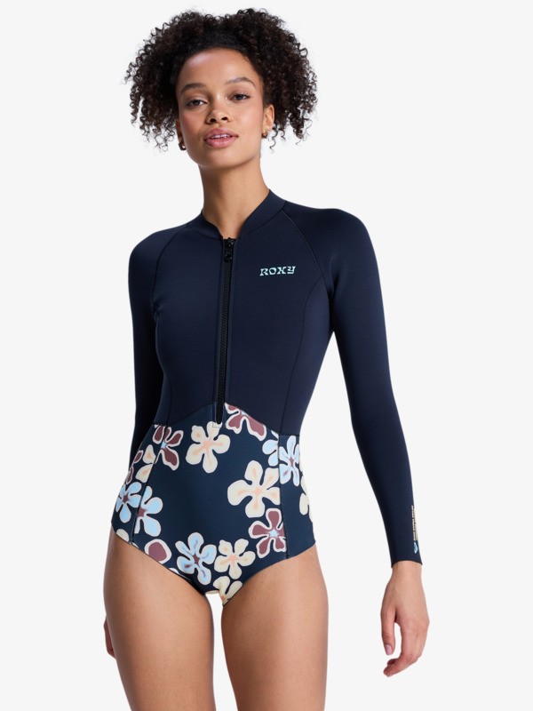 1mm Swell Natural Springsuit manches longues front zip Noir Femme