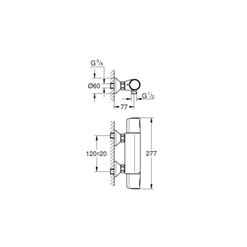 Grohe thermostatische douchekraan Precision Trend New - chroom 12 cm