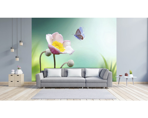 Vliesbehang HRBP000061 Bloem met vlinder, 5-delige set, 243 x 184 cm