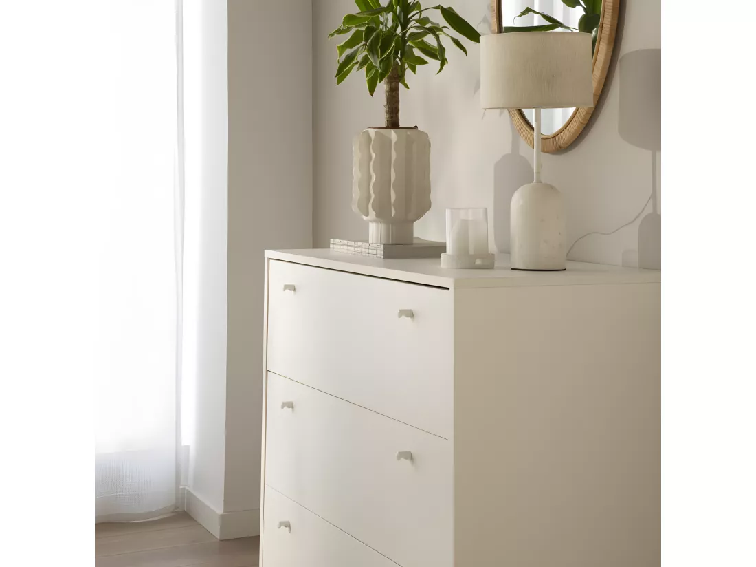 Commode effet bois blanc 90x85