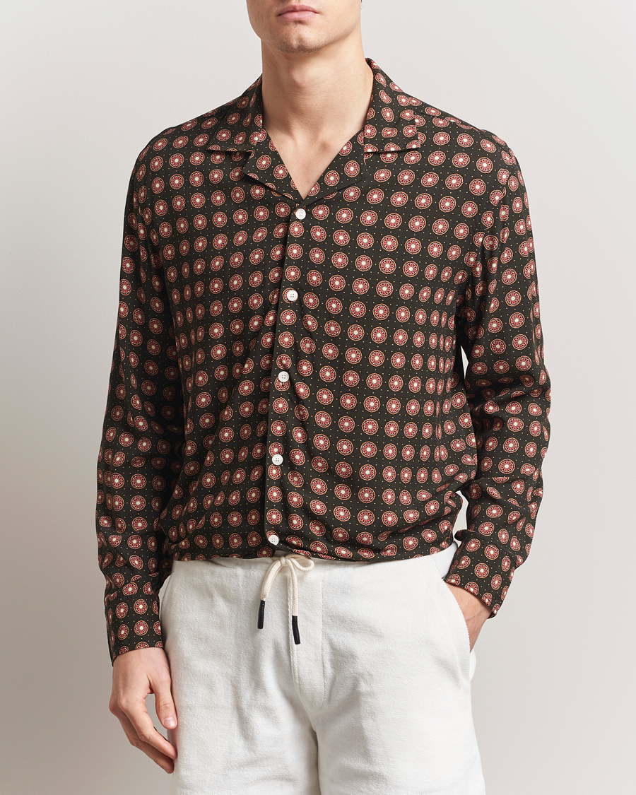 OAS Long Sleeve Resort Viscose Shirt Coffe Lumo