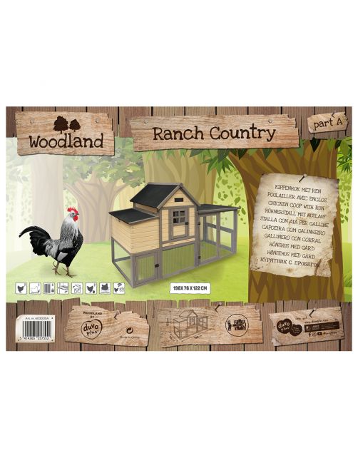 Duvo+ Woodland Kippenhok Ranch Country - Kippenhok - 198 x 76 x 122 cm
