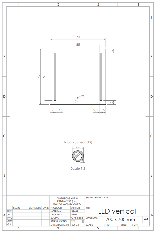 Gliss Design Vertical spiegel met LED-verlichting en verwarming 70x70cm