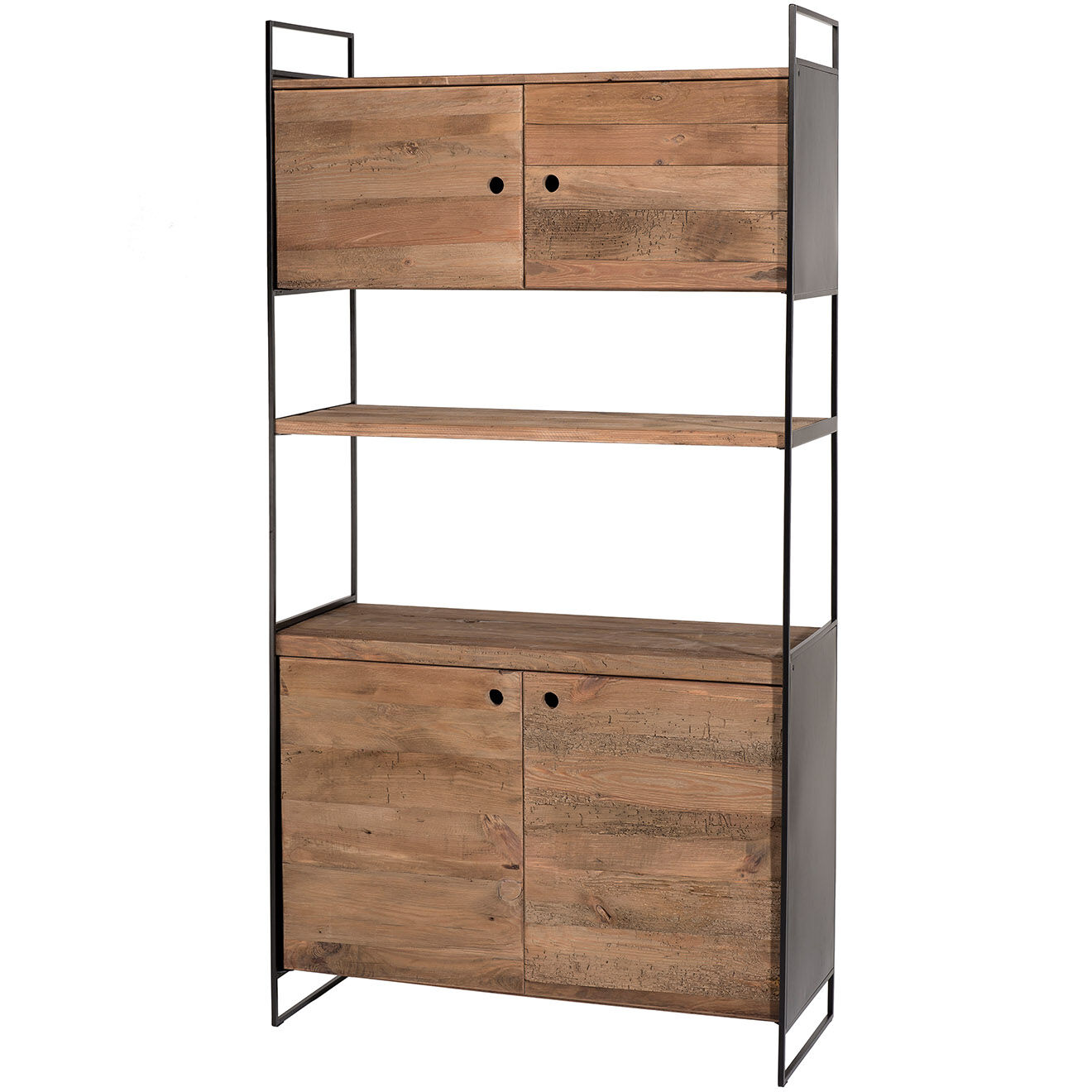 Macabane Bibliothèque 4 portes & 1 égagère Andrea Bois naturel  - 99x40x190cm