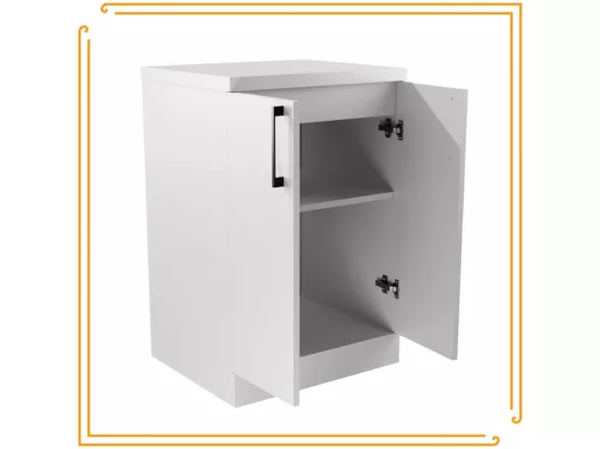 Armoire de salle de bain debout 50cm Commode Étagère Sous Lavabo Blanc