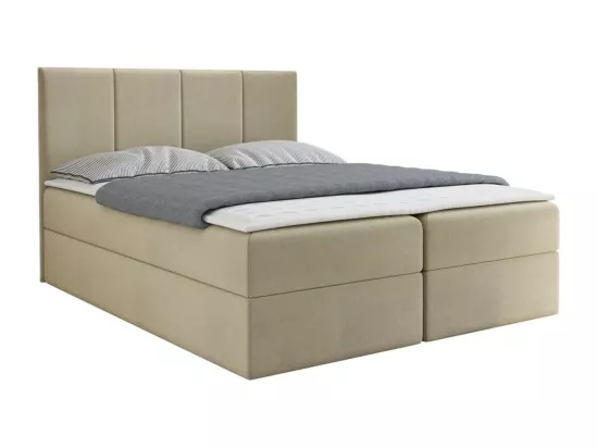Lit continental Baltimore 147, Continental, Double, Brun clair, 140x200, Tapisserie,