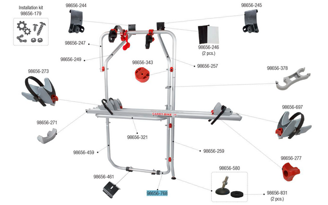 Fiamma Rohrschutz aus Gummi 2 Stück passend für Carry Bike Lift 77 / Lift 77 E-Bike / Motor Lift 77 / VW T5 D / T 6 D - Fiamma Ersatzuteilnummer 98656-768