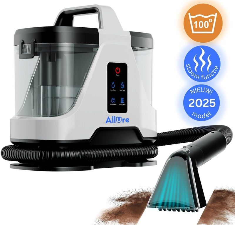 Allure - Tapijtreiniger Pro - Stoomreiniger - 1700 W - Verwarmbaar tot 100°C - 6 Opzetstukken