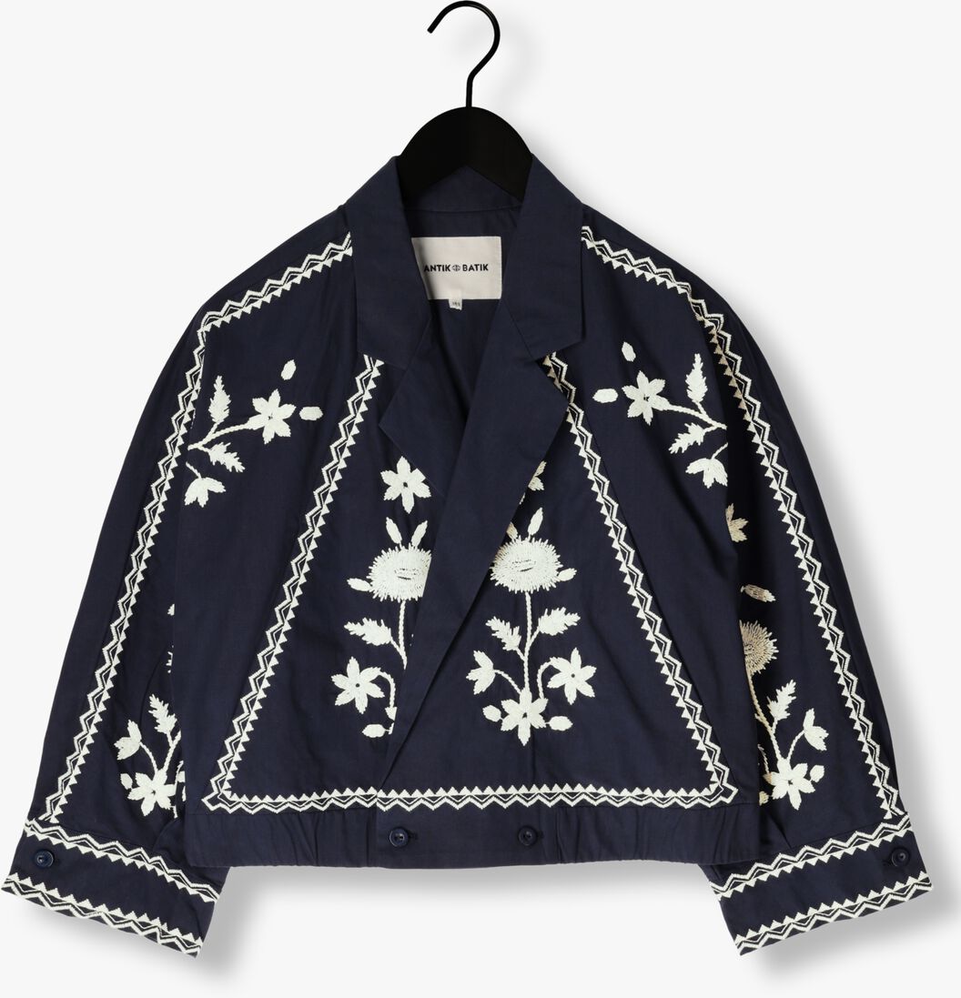 donkerblauwe antik batik jack winna bomber