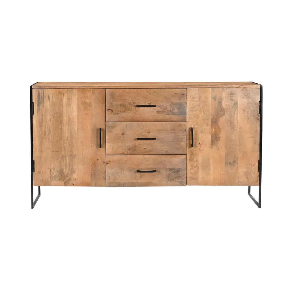 Dressoir Naturel Mangohout - Metaal - 150x40x80cm - Elin