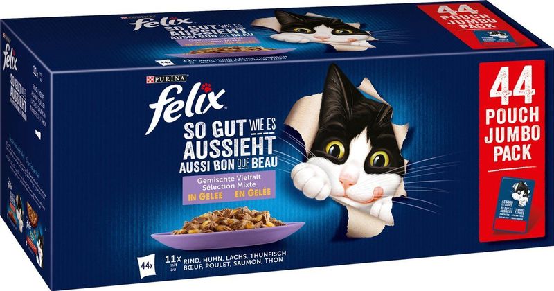 Felix - Elke Dag Feest - Kattenvoeding - 88 x 85 Gram - Vleesselectie