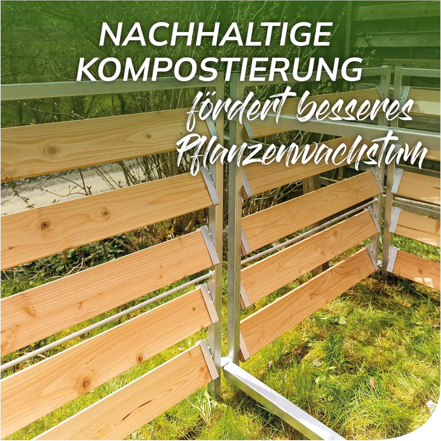 bellissa – Erweiterungsset Komposter für Garten 102x5.4x100 cm – Seitenteile & Verbindungsstreben in Holz-Metall Optik feuerverzinkt für 1 m³ zusätzliches Volumen – Stecksystem für Bio-Komposthaufen
