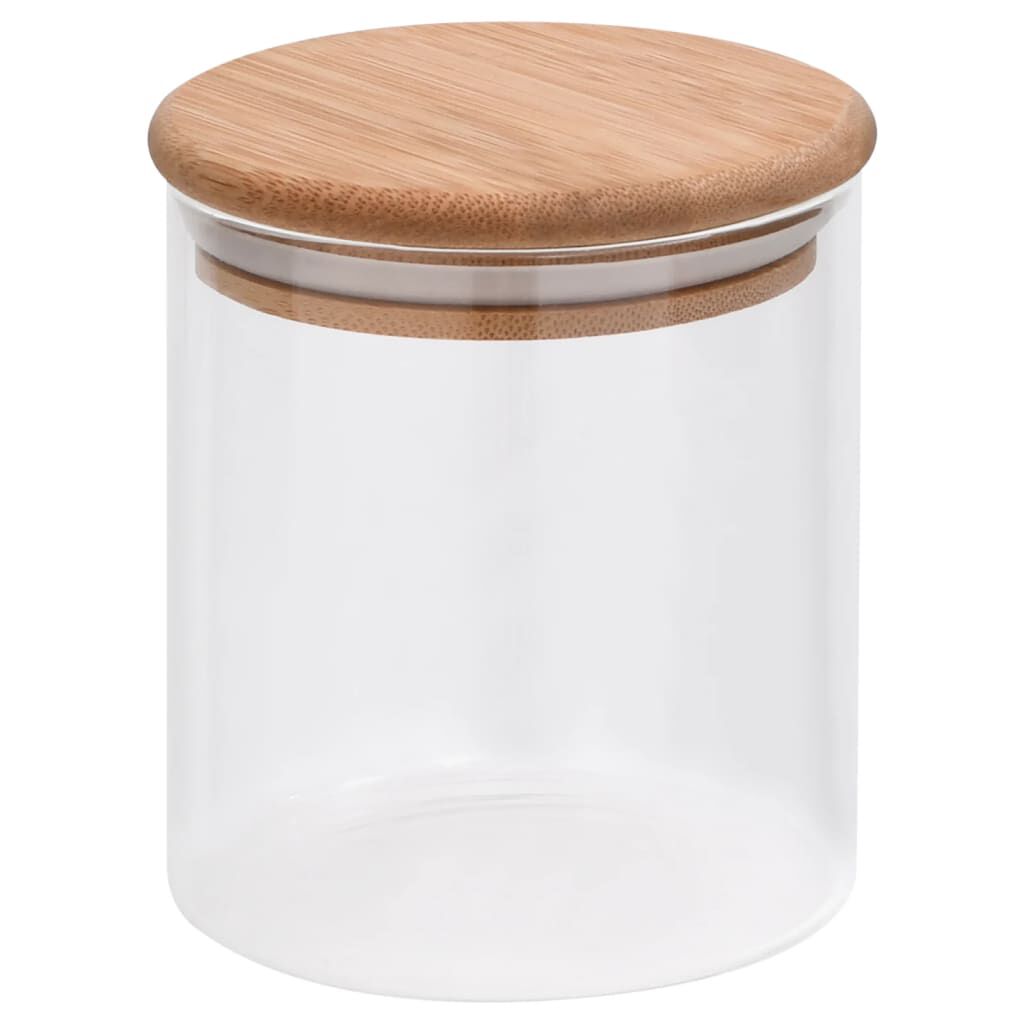 vidaXL Glazen potten met bamboe deksel, 6 stuks, 600 ml