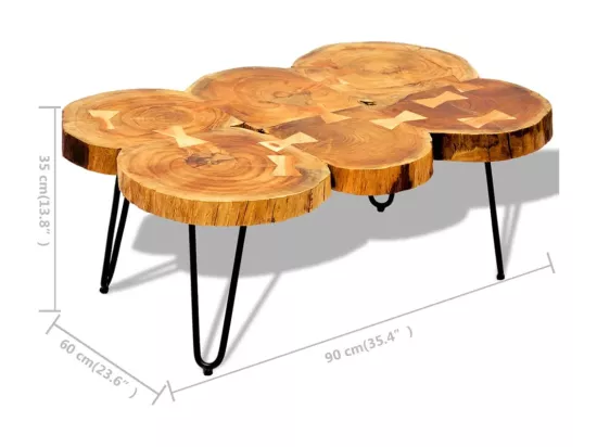 Table basse 35 cm 6 troncs Bois