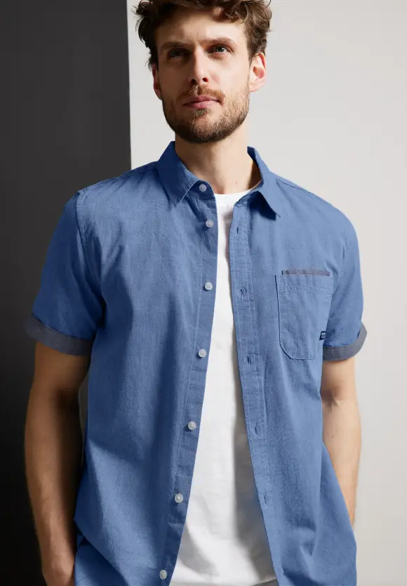 Kurzarm Oxfordhemd - chambray blue