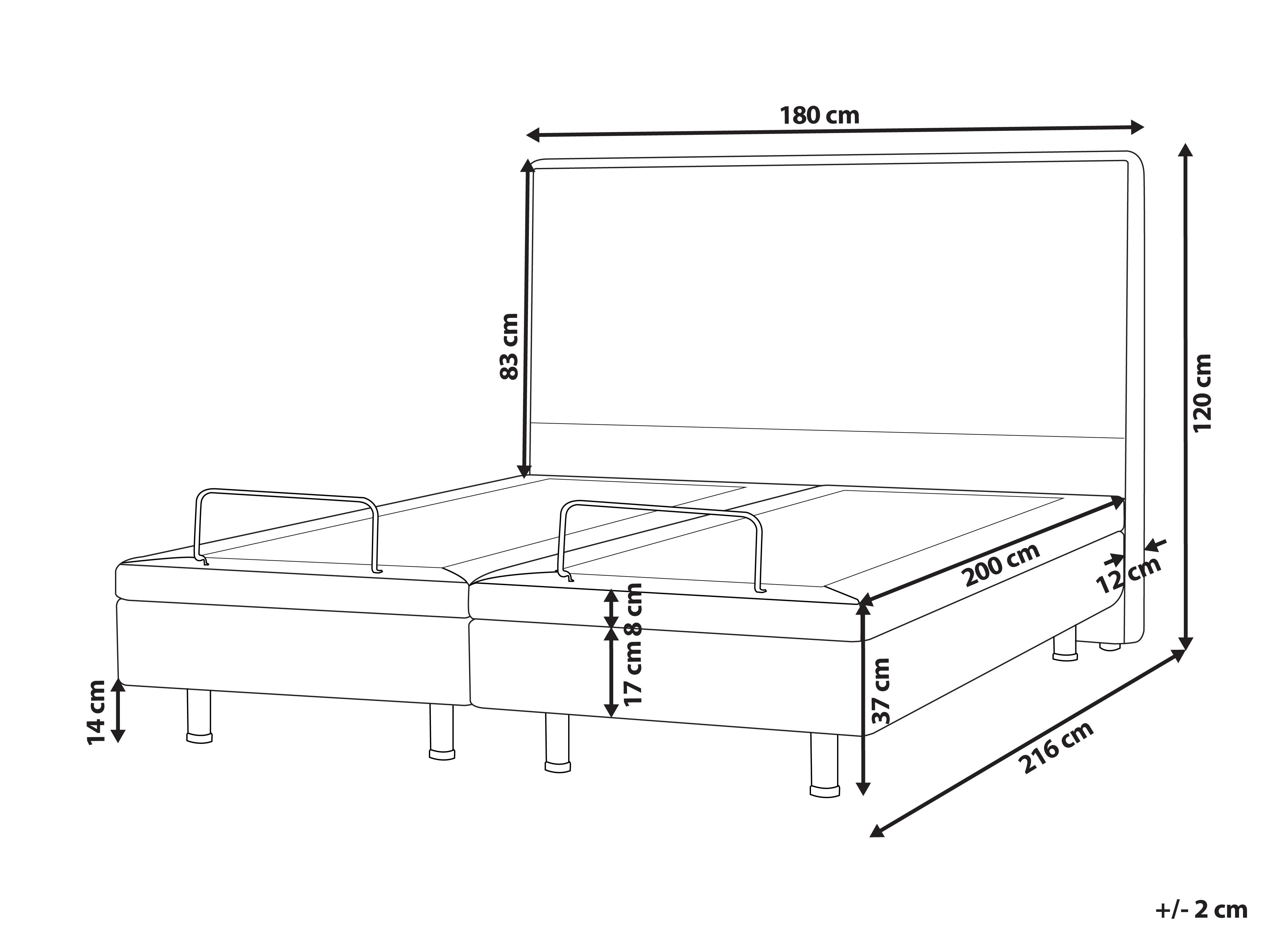 Verstelbaar bed Stof VICEROY 180 x 200 cm Lichtgrijs