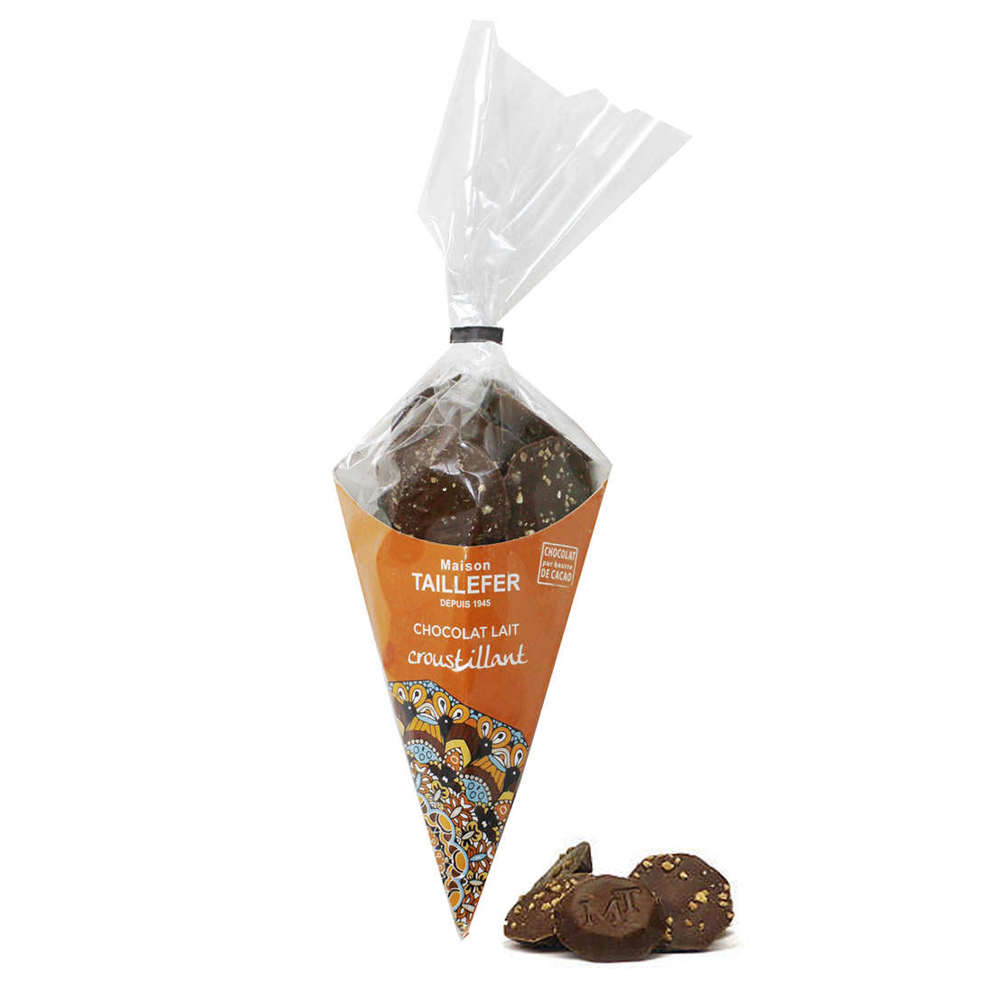 Palets de chocolat au lait fourré praliné amande
