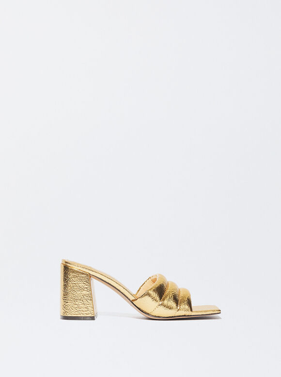 Sandalia Tacón Metalizada - Dorado