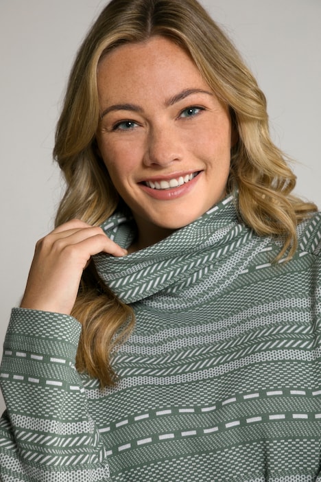 Sweatshirt, offene Seitennähte, Rollkragen, Biobaumwolle