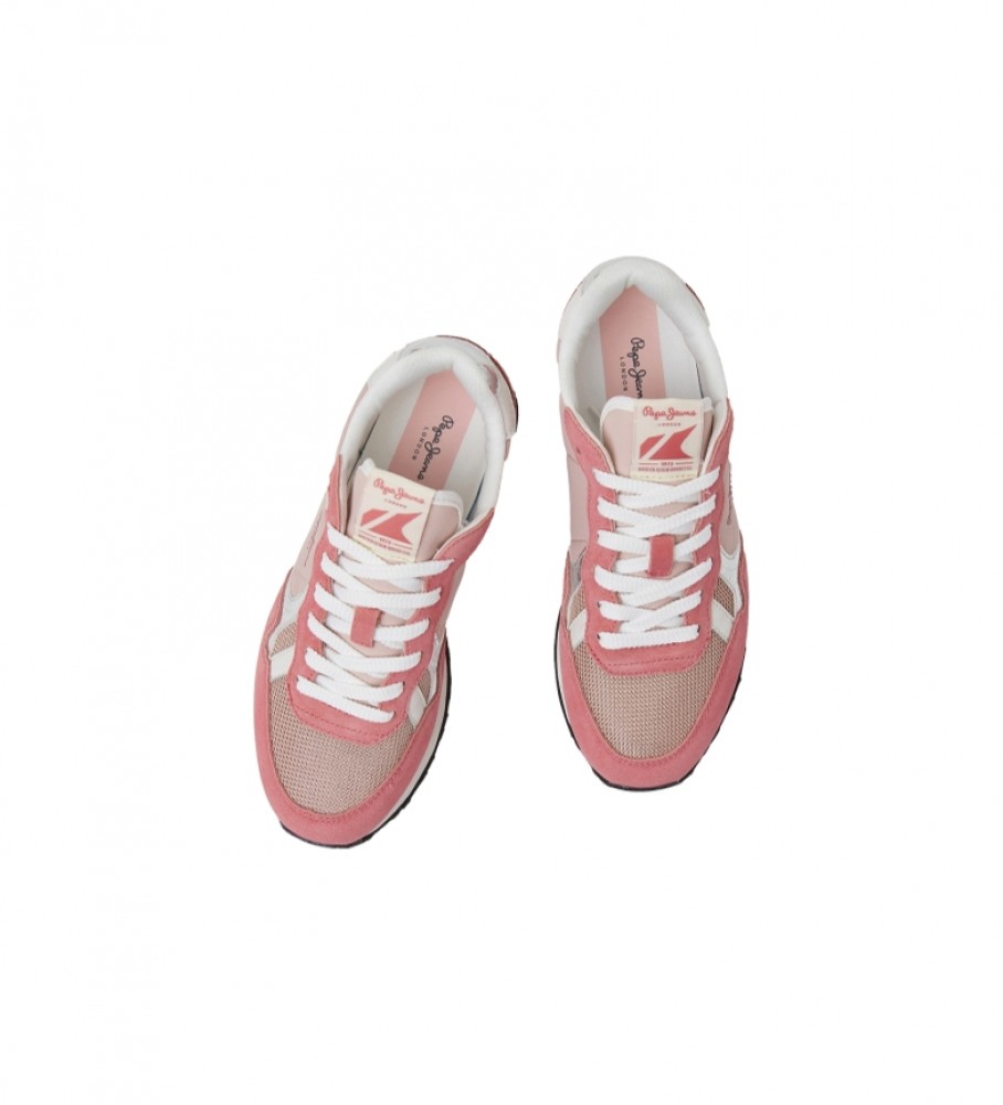 Tênis Pepe Jeans Brit Heritage em couro rosa combinado