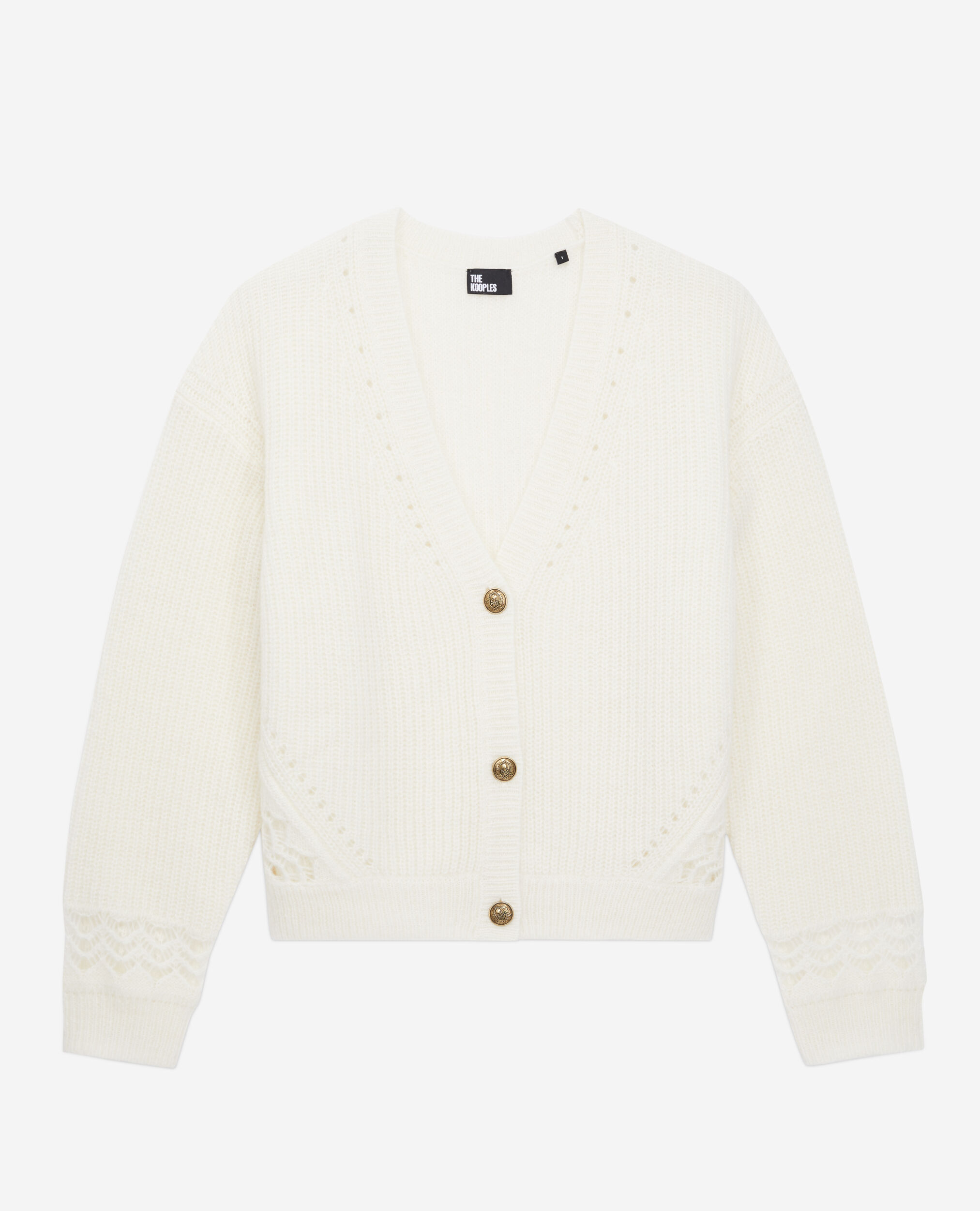 Cardigan écru en laine mélangée