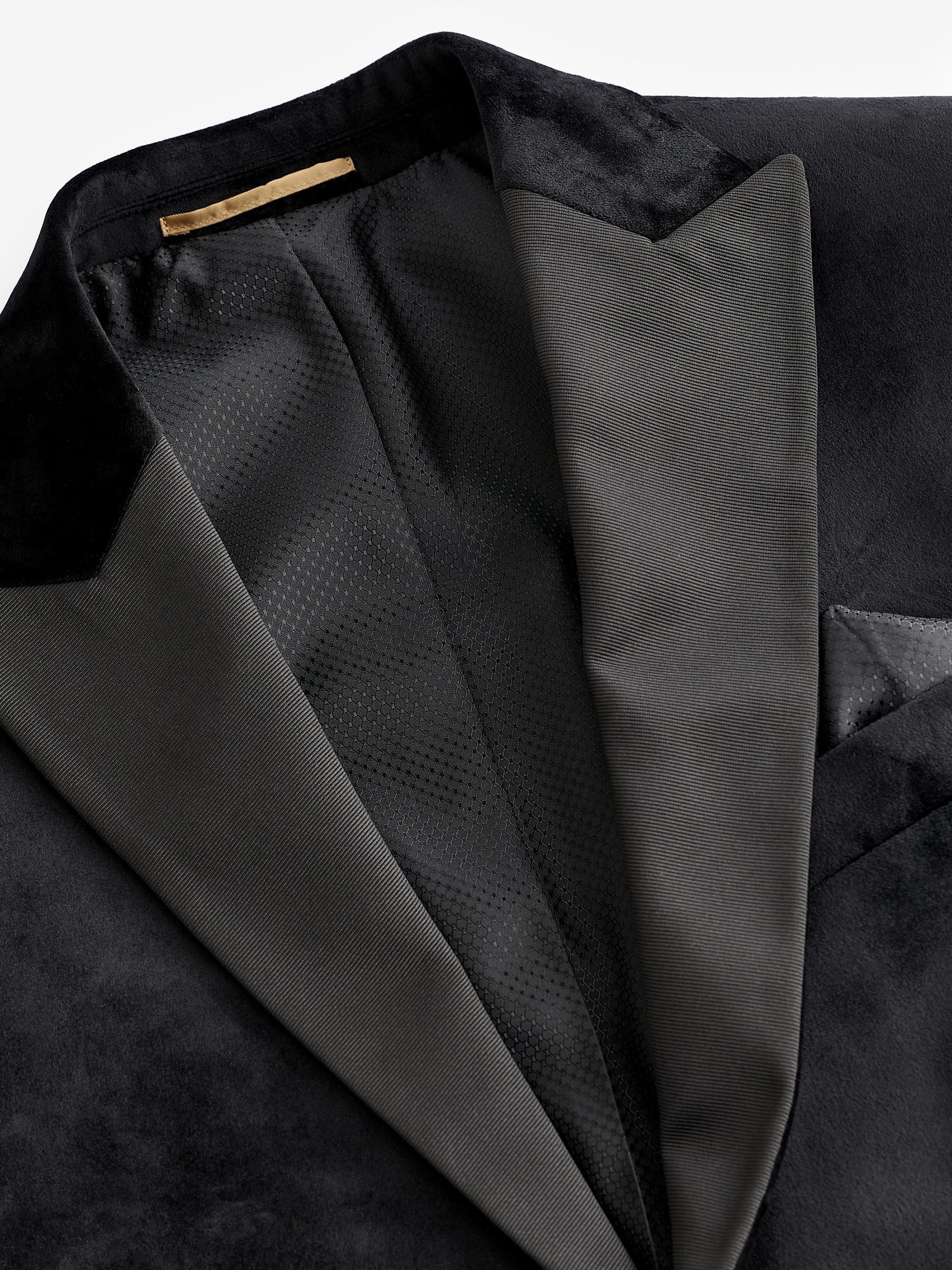 Zwart - Normale Pasvorm - Fluwelen blazer