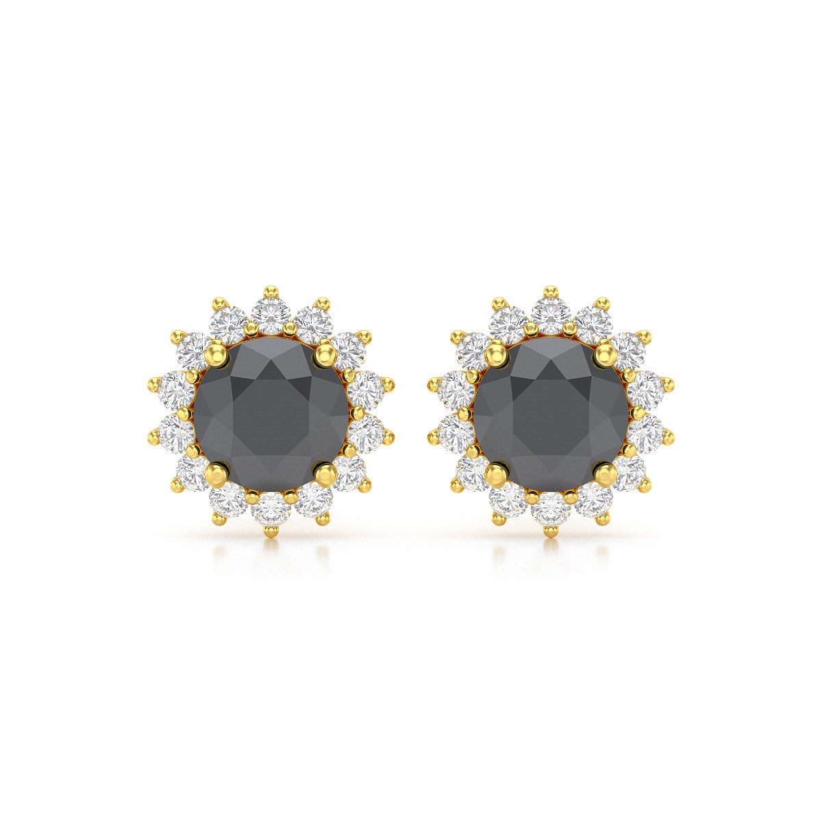 Boucles d'oreilles ADEN Or 585 Jaune Diamant noir 2.61grs
