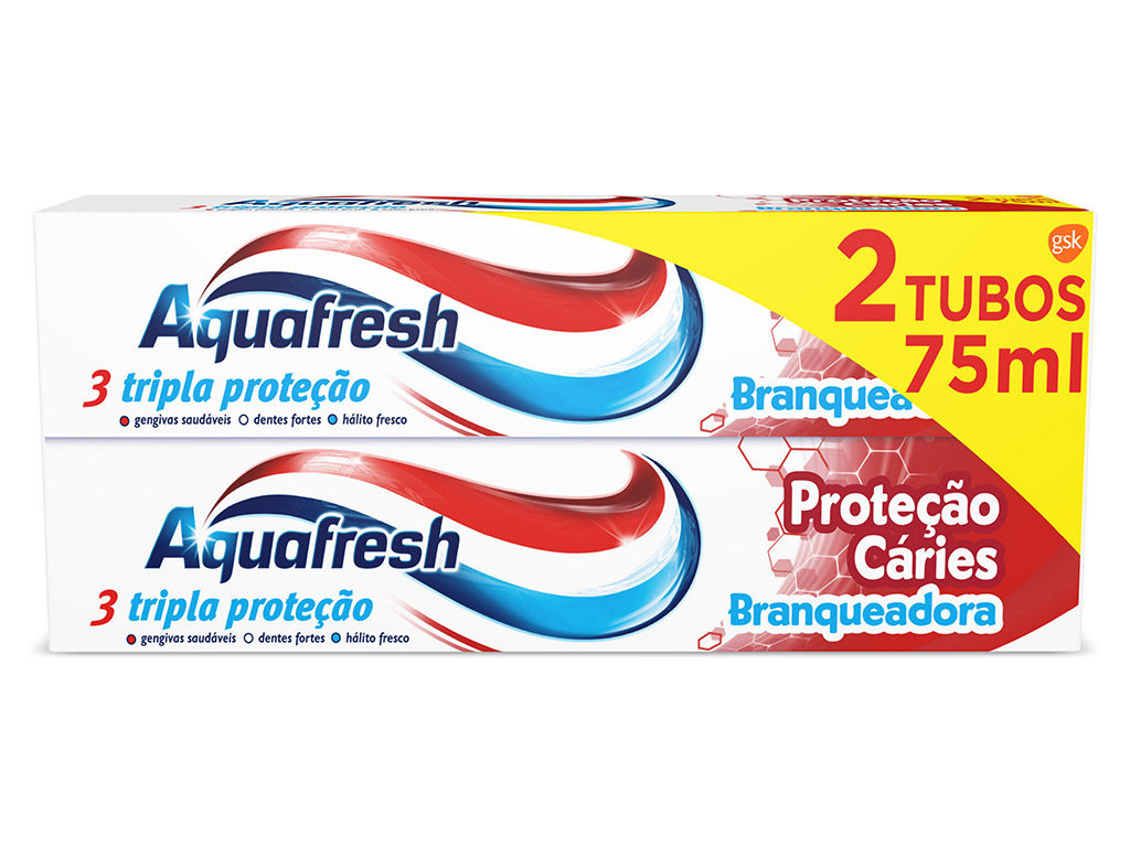 Pasta de Dentes Branqueadora Proteção Caries Aquafresh 2x75ml