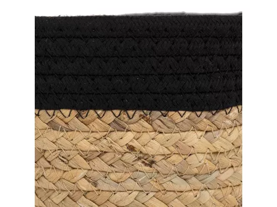 Panier en fibres naturelles et coton noir D20x12/18