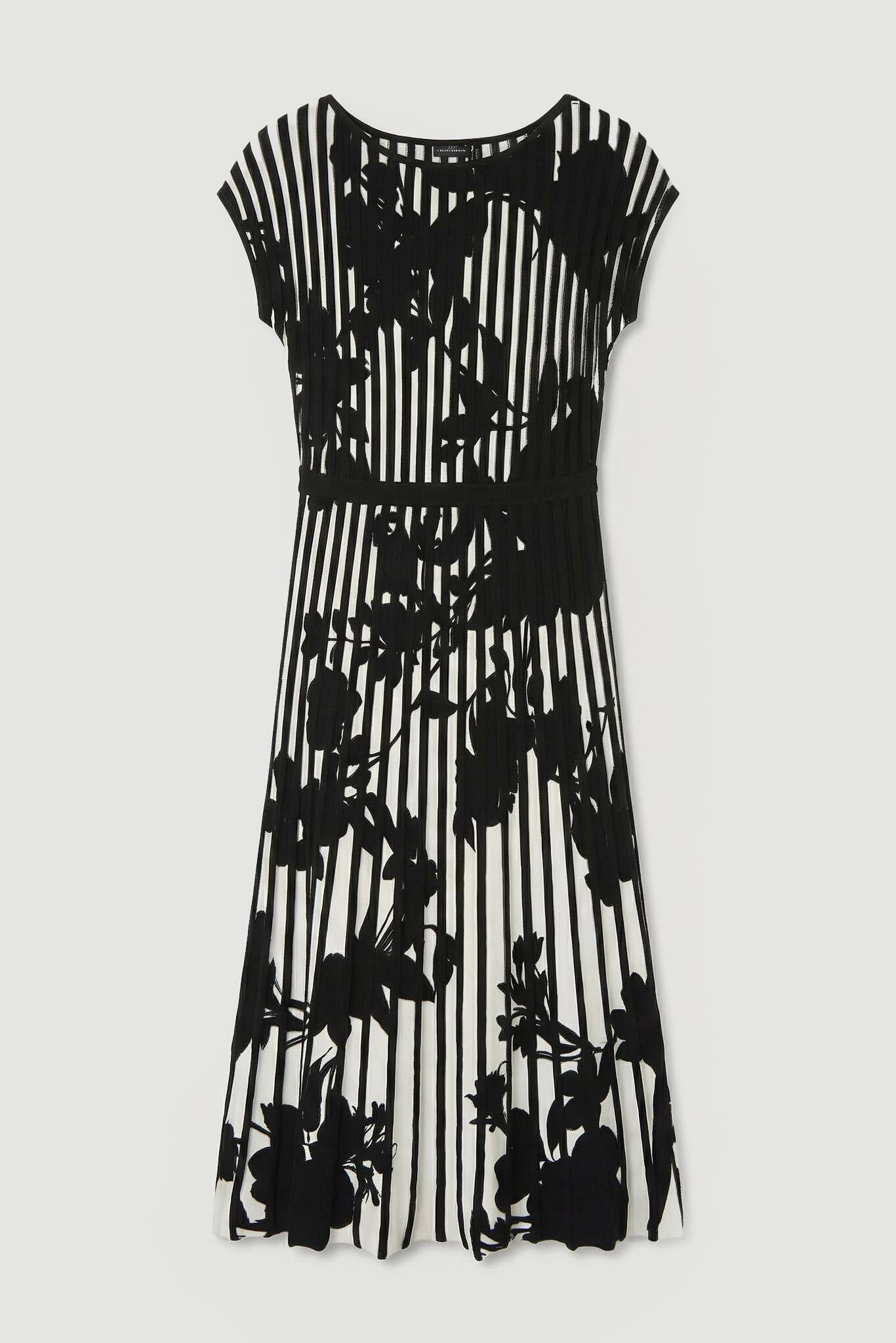 KarenMillen Robe Mi-Longue à Jupe Ample en Maille Jacquard Floral