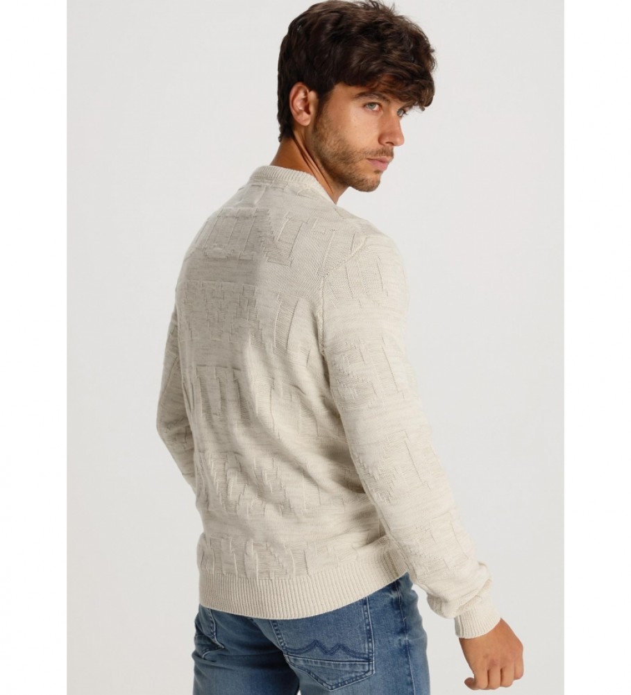 Camisa Six Valves em relevo bege