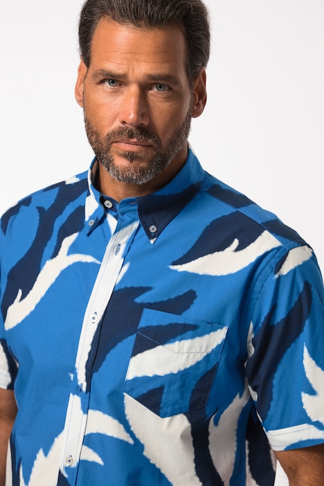 Hemd, Halbarm, Allover-Print, Buttondown-Kragen, Modern Fit, bis 8 XL