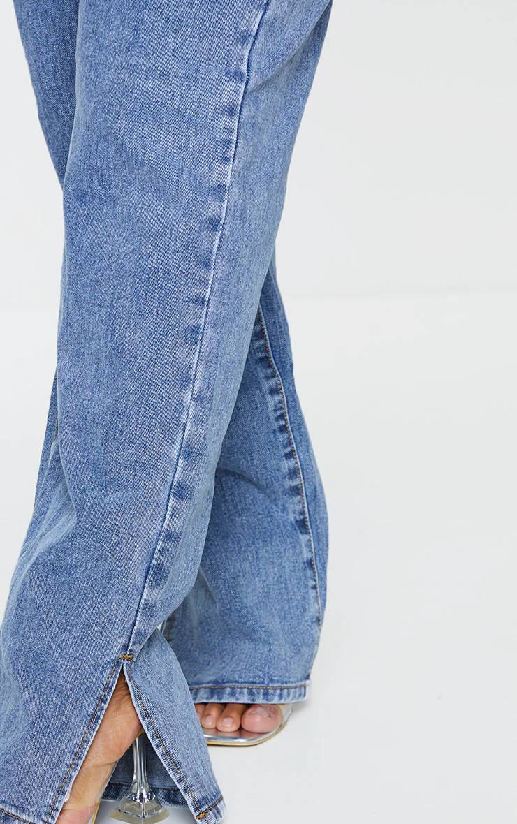 Délavage Vintage Jean Grande Taille À Ourlet Fendu