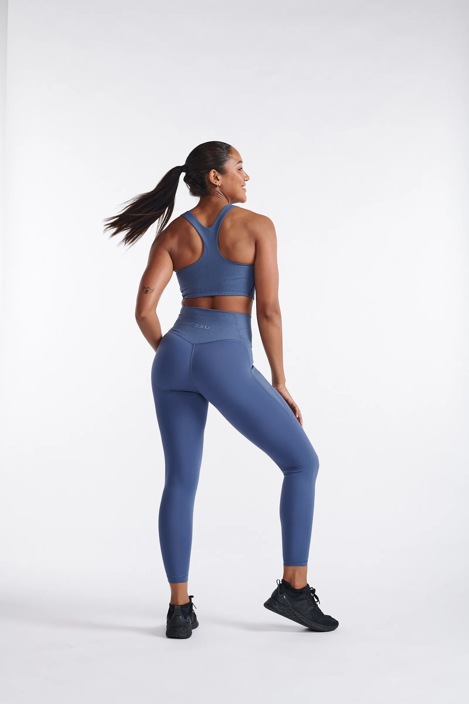 2XU Ribbed Longline Bra Indigo/Blue Stone