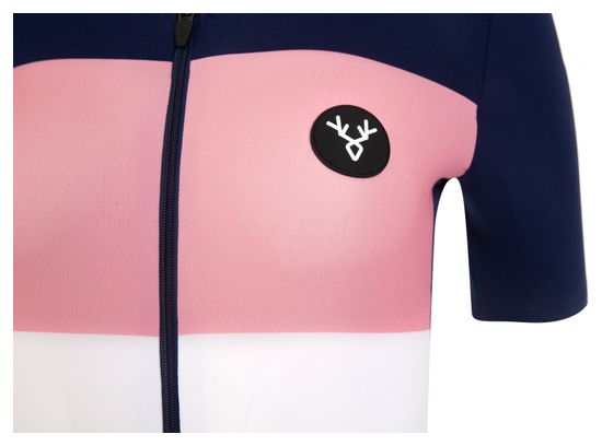 Maillot Manches Courtes Femme LeBram Eze Marine Rose Coupe Ajustée