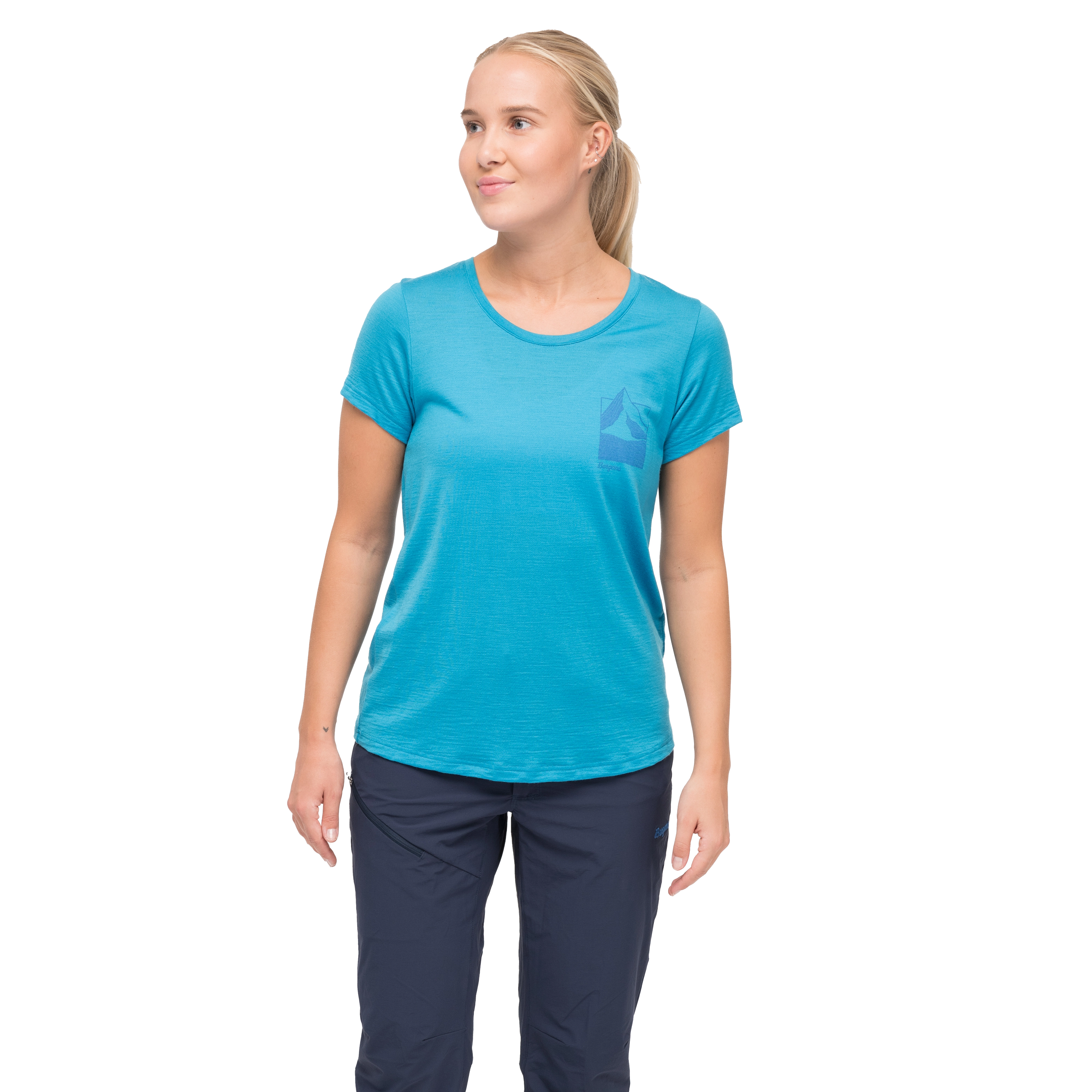 Rabot Mount Wool Tee Women Aqua Lagoon