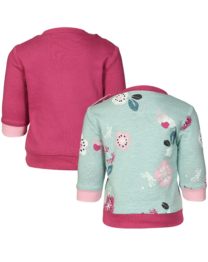 Wende-Langarmshirt FLOWERS in mint/himbeer