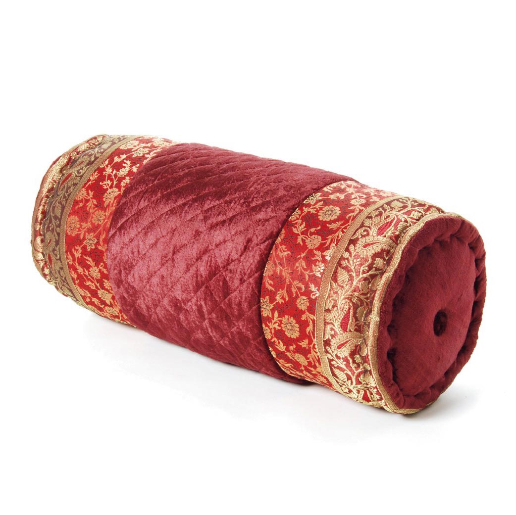 Kissenrolle, weinrot/gold, B 52 cm, Ø 20 cm von fischer's lagerhaus