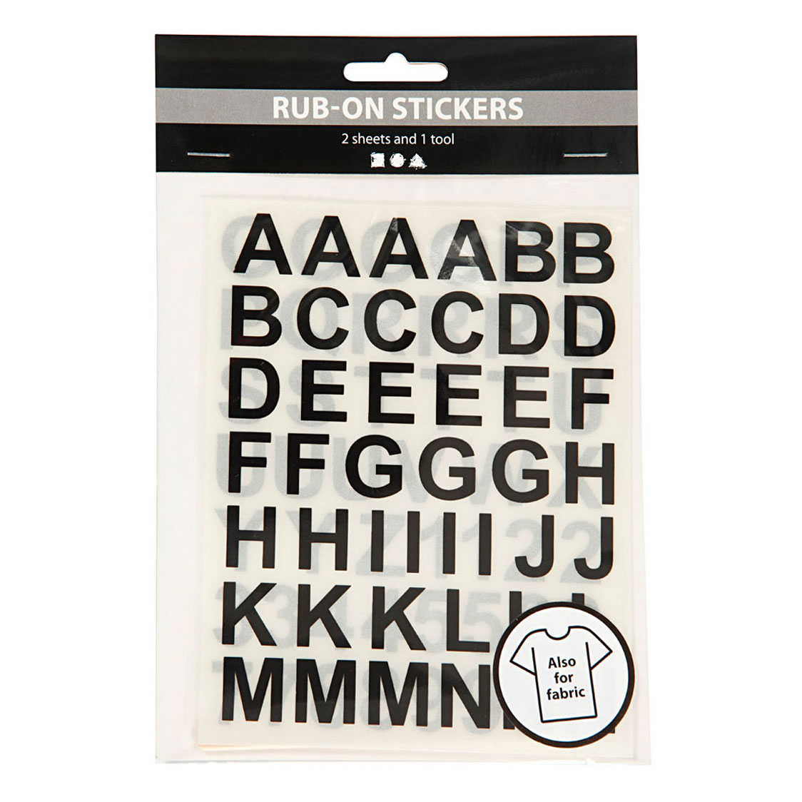 Rub-On Stickers Letters en Cijfers Zwart, 2 Vellen