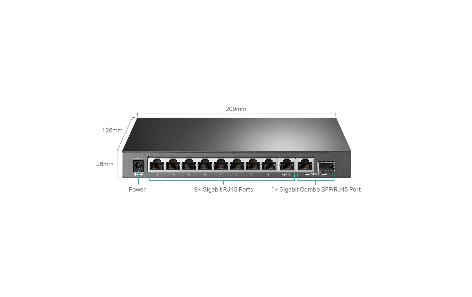 PoE+ Switch TL-SG1210MP 9 Port10-Port Gigabit Desktop Switch mit 8-Port PoE+