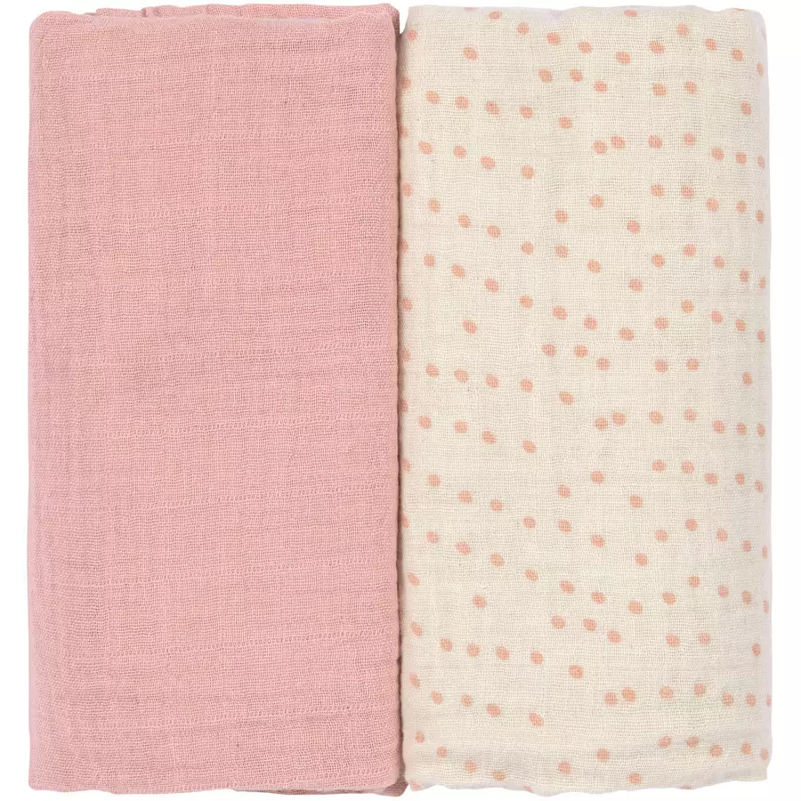 LÄSSIG Mulltücher L 2er Pack rose 80 x 80 cm