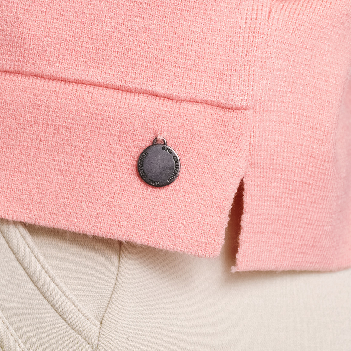 Gina Collection Damen Strickpullover mit Kapuze rosa