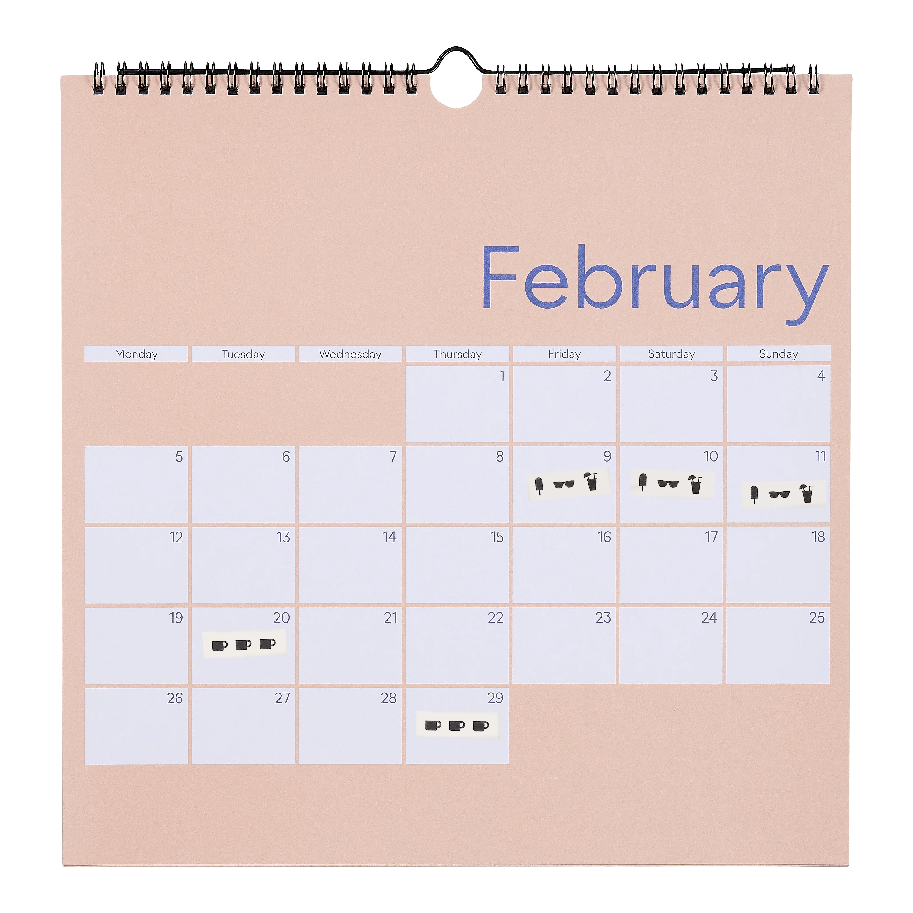 Design Letters  Wall Calendar 2024 - Beige/Cobalt Blue