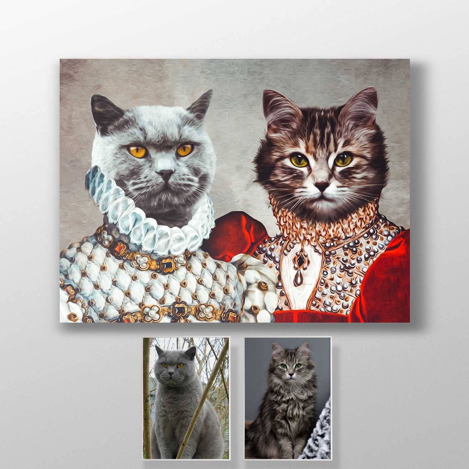 Retrato personalizado do seu animal de estimação em tela da Pet Story - The Queens