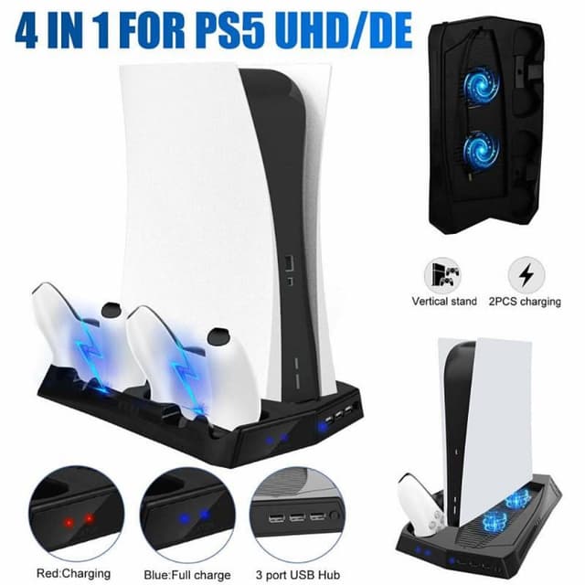 Sony Playstation 5 UHD/DE Opladningsstativ Køleventilatorcontrolleroplader
