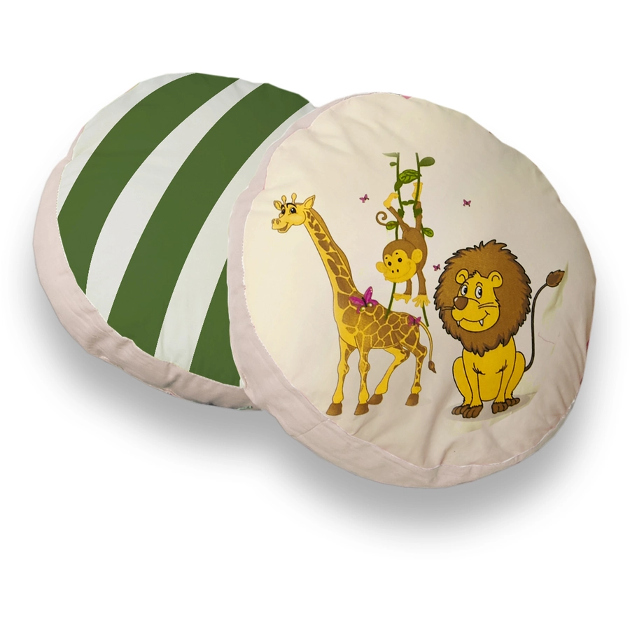 TICAA Rundes Kissen-Set für Kinderzimmer 2-teilig Safari