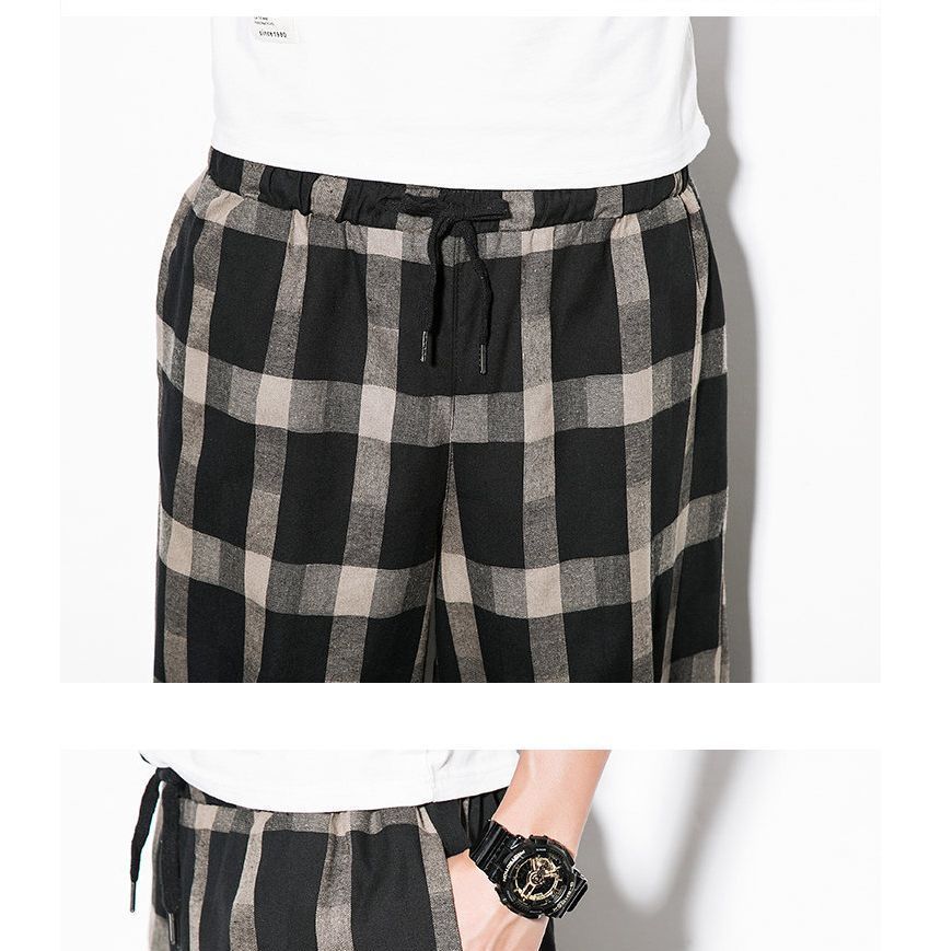 Lefitt - Mid Rise Gingham Capri Harembroek