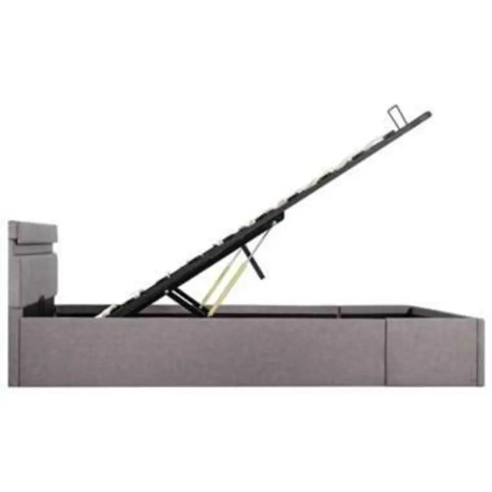 vidaXL - Bed met opbergruimte en LED - Hydraulische - Taupe - Stof - 120x200 cm