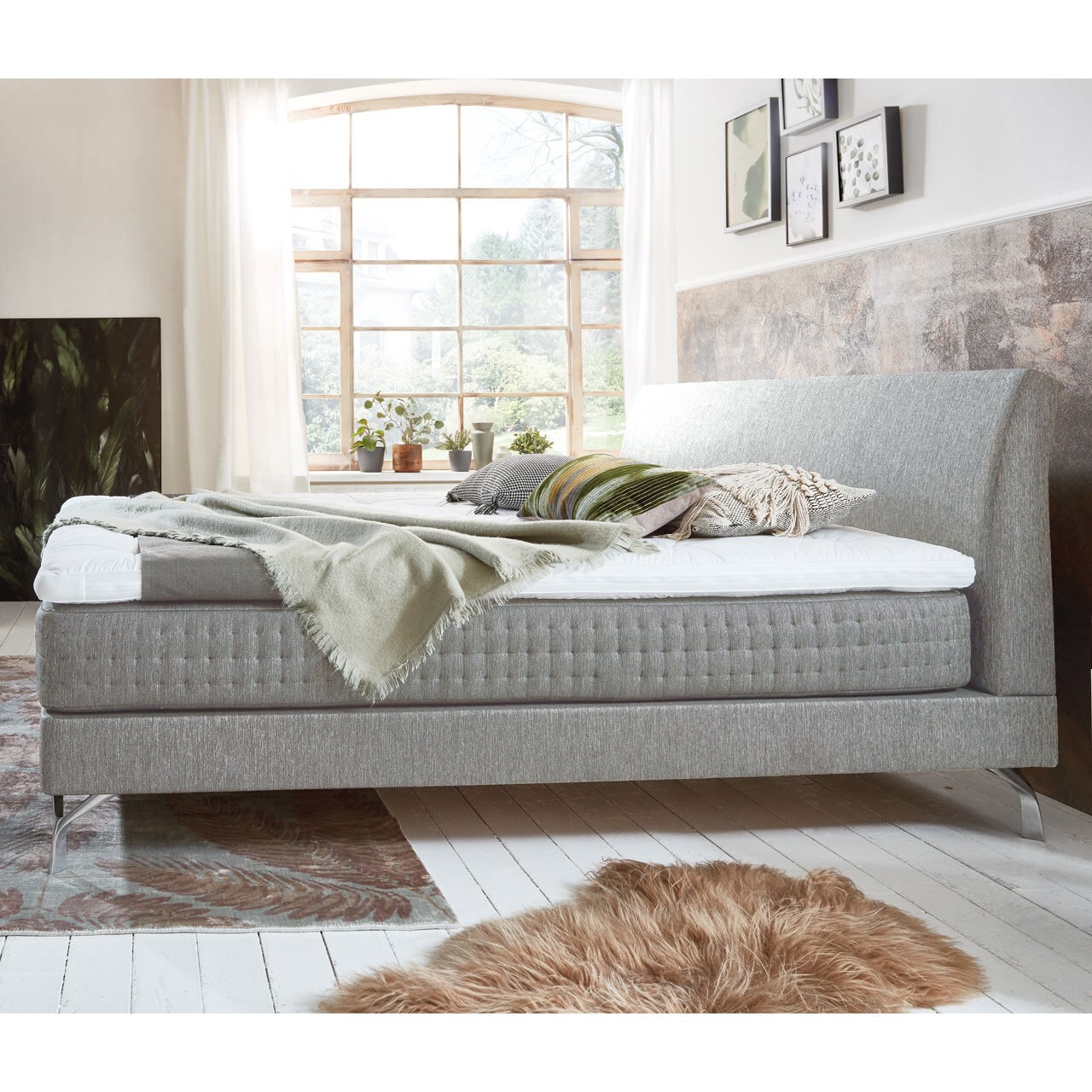 MONDO Boxspringbett SENTA 180 x 200 cm Anouk Silver