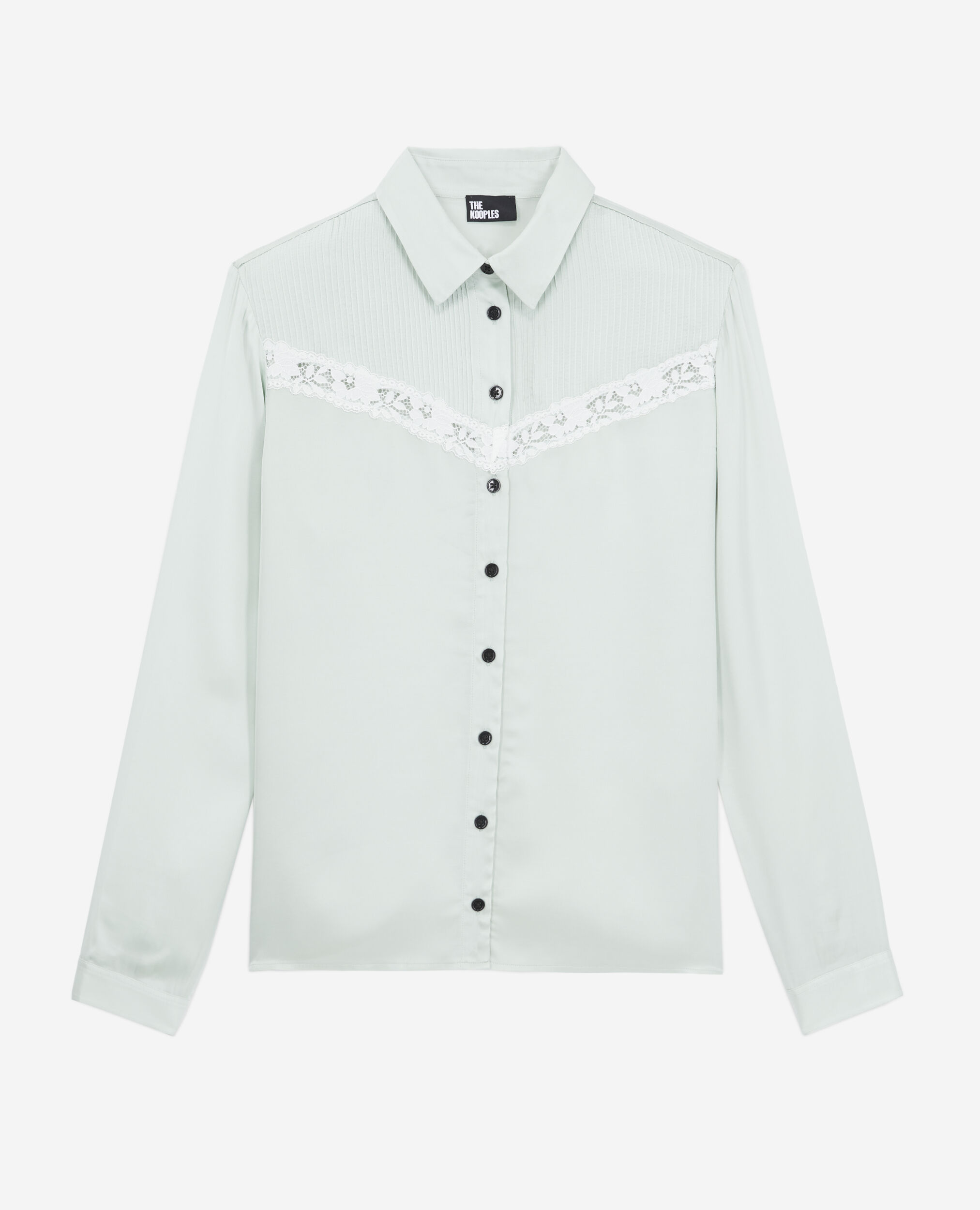 Chemise vert clair avec détail en dentelle